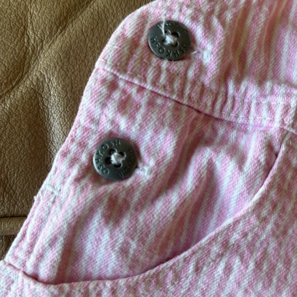 Vintage Oshkosh overalls style pinstripes pink white‎ dress. Size 4